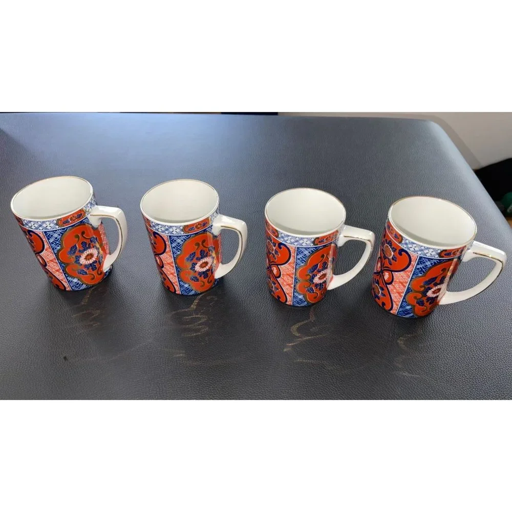 Vintage Otagiri Set Of 4 w/ Gold Coffee Mug Cup Japan fine Porcelain - Picture 7 of 17